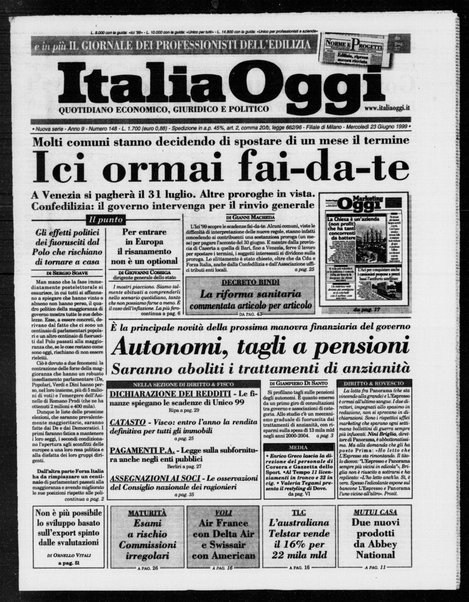 Italia oggi : quotidiano di economia finanza e politica